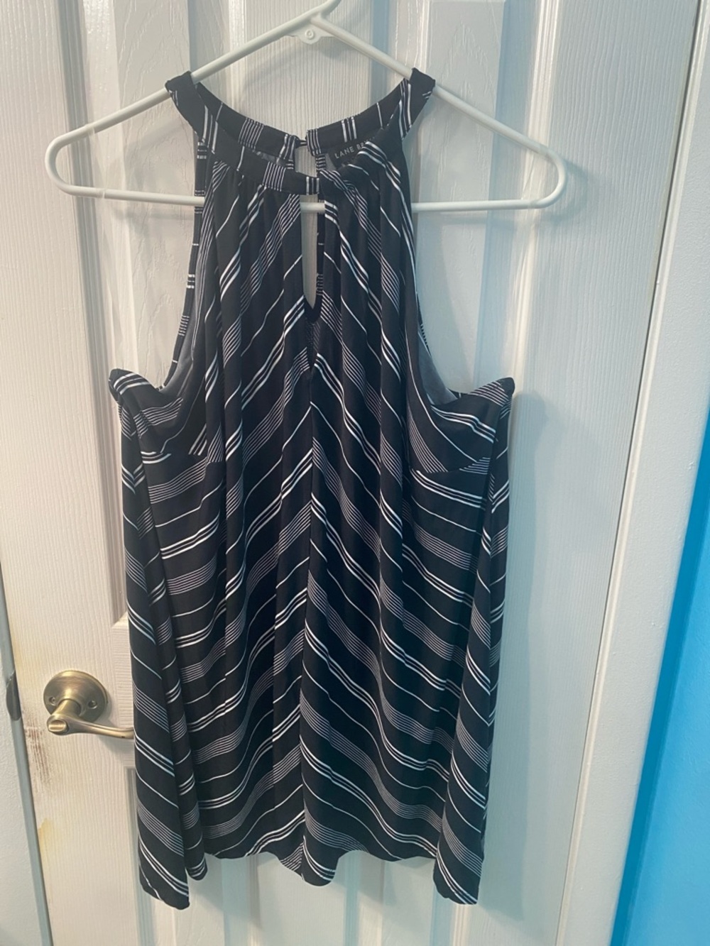 Lane Bryant One-Shoulder Black & White Striped Top